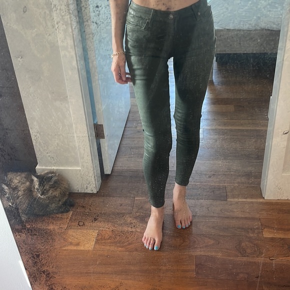 7 For All Mankind Green Waxed jeans ‘24’ - Picture 14 of 15